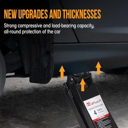 APlusLift FE400B 4 Ton Low Profile Steel Racing Floor Jack Lift Up To 21" | ASME PASE-2019 certified dual piston quick lift design, 3-15/16" minimum height, 360° swivel casters perfect for racing cars