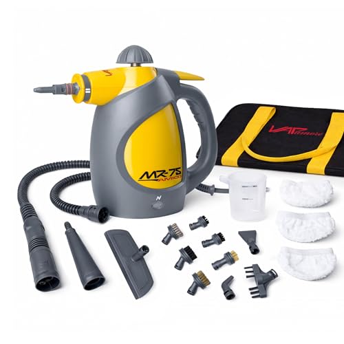 Vapamore MR-75 Amico Handheld Steam Cleaner for Bed Bugs, Auto & Grout | Portable handheld steam cleaner; 210°F chemical-free steam; kills dust mites; heats in 4 min; 3.5 lbs; 17 accessories