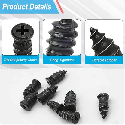 60 Pcs Tire Repair Rubber Nail, Tire Repair Rubber Nail Kit with Tire Glue,Tire Repair Screws are Suitable for Quickly Repairing Punctures in Car, Motorcycle, and SUV Tires - style: Tire Repair Rubber Nail+ Tire Glue