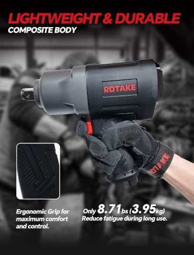 ROTAKE 3/4" Air Impact Wrench, 1556 ft-lbs, Twin Hammer, RT-5571 | 5600 RPM Speed, Heavy-Duty Aluminum Hammer Case, 8.71-lb Composite Body, 3-Speed Control, Trucks & Buses - size: 3/4" (1556 ft-lbs)RT-5571
