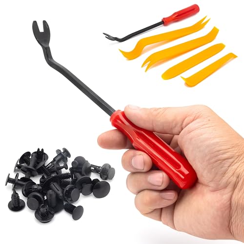 NEIKO 50550A Retainer Clips Assortment, 245pc Automotive Fasteners, Car Bumper Clip for Fender Liner, Door Panel Plastic Clips, Plastic Rivets, Trim Removal Pry Bar Tool, GM, Toyota, Ford, Honda - style: Retainer Clip Kit
