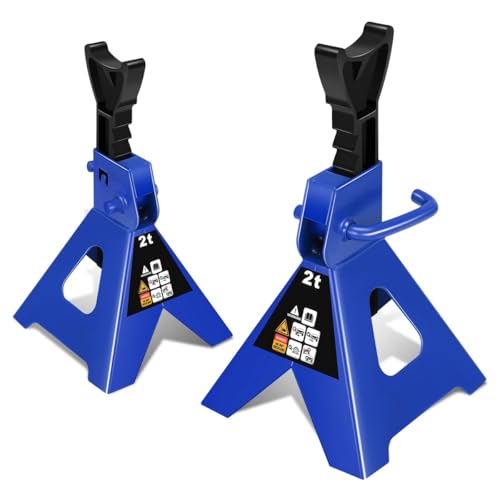 Auto Dynasty 2 pcs Jack Stands Low Profile Garage Steel Lifting Car Stand Service Lift Floor Jack Stand, 2 Ton (4400 lbs), Lifting Range 11" to 17", for SUV, Car and Truck, Blue - color: Blue, size: 2 ton