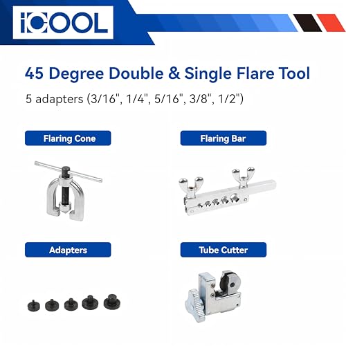 ICOOL 25 ft 3/16" Zinc Coated Brake Line Kit with Double & Single Flaring Tool Kit, Includes 20 Fittings and 4 Unions Brake Line Fittings