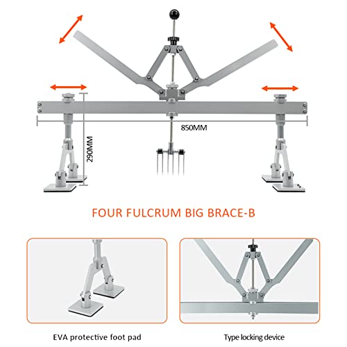 870mm Four-Legged Car Dent Pull Lever Bar Kit 6 Claw Hook Puller Rings Aluminum Auto Body (Silvery) - color: Silvery