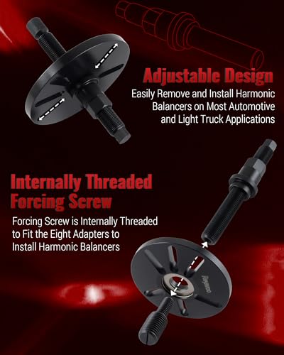 Reywoo Harmonic Balancer Puller and Installer Tool Set, Works as Flywheel Puller, Steering Wheel Puller, and Crankshaft Pulley Puller - style: Removal and Installation