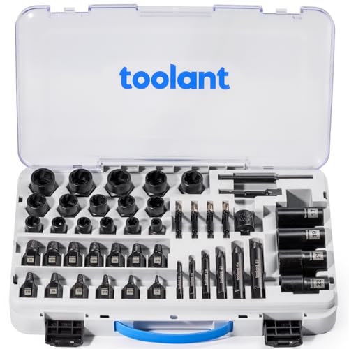 toolant 46pcs Impact Bolt Extractor Kit, Bolt & Nut Remover Socket Tool Kit, Stripped Bolt Extractor for Damaged Screws and Bolts - size: 46pcs
