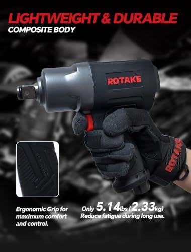 ROTAKE 1/2" Air Impact Wrench, 1400 ft-lbs, Twin Hammer, RT-5276 | 7200 RPM Speed, Heavy-Duty Aluminum Hammer Case, 5.14-lb Composite Body, 3-Speed Control, Tire Shops & Auto Repair - size: 1/2" (1400 ft-lbs)RT-5276