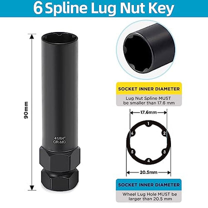 GIREORAN 2 Piece Small 6 & 7 Spline Lug Nut Socket-Tuner Socket Tool, Wheel Lock Key for Easy Installation and Removal of Aftermarket Spline Drive Wheel Locking Lug Nut
