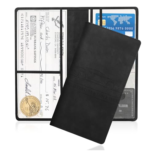 Car Registration and Insurance Holder,PU Leather Car Glove Box Organizer Car Document Holder for ID,Driver's License (Black) - color: Black
