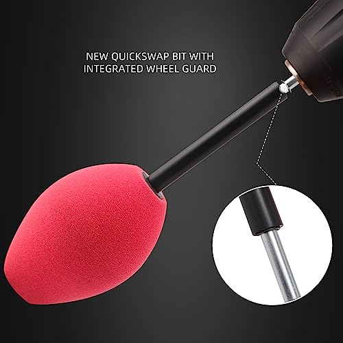 Wheel Rims Polisher, SPTA Polishing Ball, Polishing Cone, Metal Wheel Polishing Tool, Ball Buster Wheel and Rim Polisher System Attaches to Standard Household Drill - color: Red Oval Polishing Ball