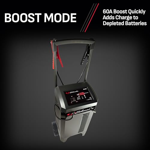 Schumacher Electric Wheeled Automatic 6A Car Battery Charger and 300A Engine Starter, 4-in-1 Solution, Maintainer, 60A Boost, for 6V/12V Power Sport, Automotive, and Marine Batteries, SC1400 - style: Wheel Battery Charger