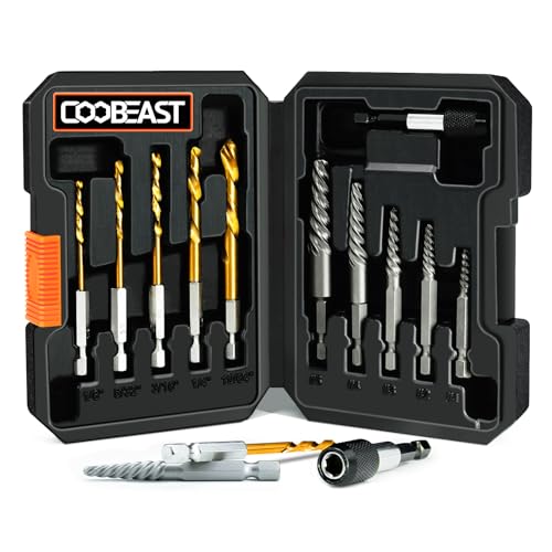 11 Pcs Screw Extractor Set,Left Hand Drill Bit,Bolt Screw Extractor Kit | High-Hardness,Wear Resistance,Easy Out Screw,Stocking Stuffers for Men,with Portable Case,Gifts for Adults Him,Home DIY