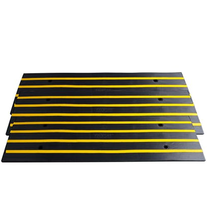 VEVOR Rubber Curb Ramp for Driveway 3 Pack, 15T Heavy Duty Sidewalk Curb Ramp, 48" Lx2.6 H Bridge Ramp for Garage for Low Cars, Wheelchairs, L.O.A. 12 FT - size: 2.6" Rise (3-Pack, 48" L)