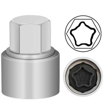 W Wheel Locking Nut Key Compatible with Audi Series, (Socket OD 27mm - ID 25mm), Wheel Lock Nut Socket Adapter, Wheel Anti-Theft Lug Nut Removal Tool, Anti-Theft Screw Remover - size: Socket W