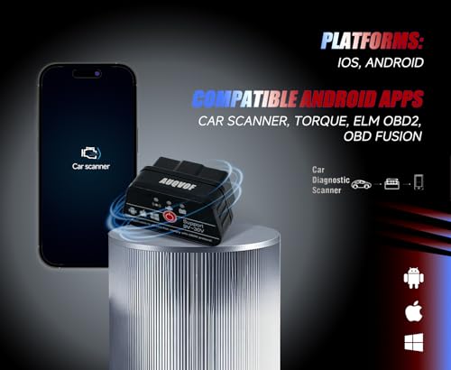 OBD2 Scanner Bluetooth 5.0 for iPhone & Android - 12 Protocols & J1939 Supported, Car Diagnostic Scan Tool, Check Engine Code Reader, Compatible with Torque & CarScanner (VIP), No Subscription Fee
