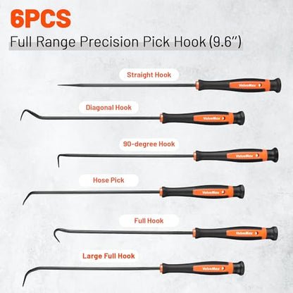 ValueMax Pick and Hook Set, Precision Pick Set with Tool Bag, Perfect for Automotive/Electronic Repair, O-Ring/Oil Seal Gasket Puller and Remover(6PCS) (Pack of 2) - size: Small (Pack of 2)