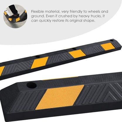 72" Heavy-Duty Rubber Parking Curb, Installation Kits Included 6-Foot Wheel Stopper for Garage, Driveway & Parking Lot Vehicles Truck Driveway Protect Cars Vans Trucks Pumpers (72" - 2Pack) - size: 72" - 2Pack