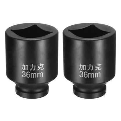 HARFINGTON 2pcs 4 Point Square Socket 3/4" Drive by 36mm Metric Square Impact Socket 40CR Blackening Standard Wheel Sockets Pneumatic Socket for Auto Repair Mechanical Maintenance Home Use - size: 36mm
