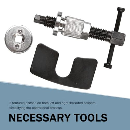 Car Brake Piston Rewind Tool, Rust-proof Disc Caliper Adjustment Kit, Car Rear Brake Pad Wind Back Right Handle Tool Set, Universal Piston Wind Back Replacement Accessory (Silver)