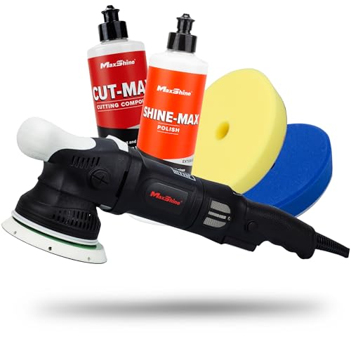 Maxshine M15 Pro Dual Action Polisher & Cut Polish Kit – 15mm Long Throw 1000W Car Buffer with 5” Backing Plate, Variable Speed 2,500–5,000 OPM – Detailing Tool for Cars, Trucks, SUVs & Boats - color: 5" Cut & Polish Kit