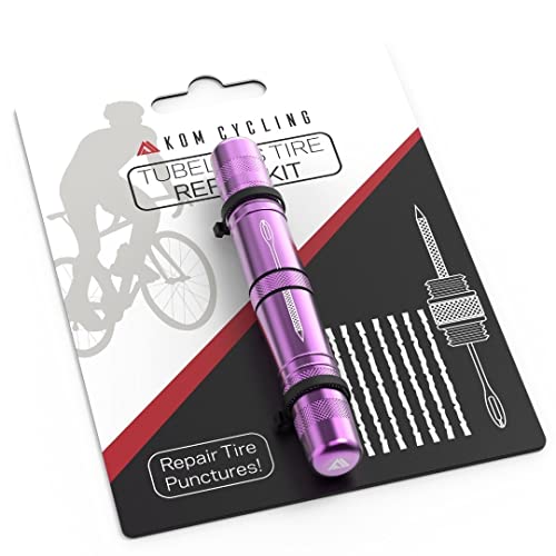 KOM Cycling Tubeless Tire Repair Kit for Bikes 8 Colors! Fixes Mountain Bike and Road Bicycle Tire Punctures - color: Purple