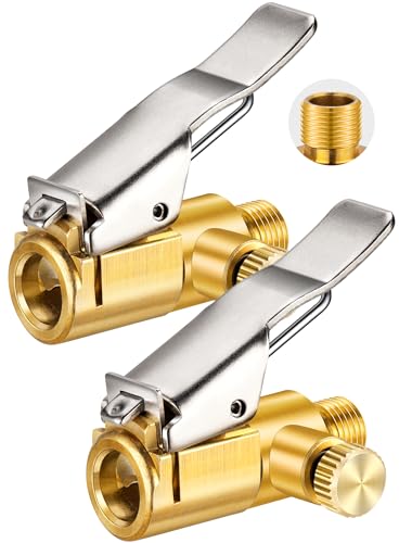2-Pack Locking Tire Air Chuck, Brass Tire Inflator Hose Adapter w/Clip Adapter & Release Button for Lock On, No Leakage Air Compressor Pump Clip On Tire Chuck Nozzle Adapter Connect Accessories Tool - size: Quick Release Type