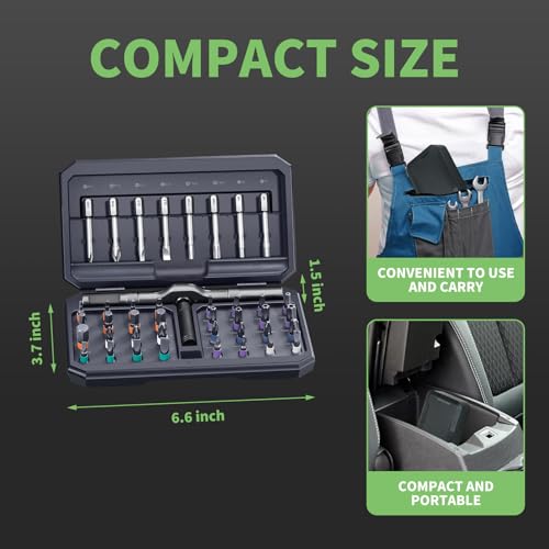 42 in 1 Magnetic Screwdriver Set, DIY Ratchet Screwdriver Set, Multi Bit Magnetic Drive Set with Detachable Ratchet Handle, Portable Compact Repair Tool Kit for Furniture Computer Bicycle)