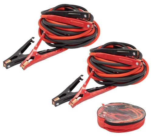 Mytee Products 2 Pack 0 Gauge 20 ft Jumper Cable - Heavy Duty 3000A Booster Cables with Iron Clamps, Copper Coated Aluminum Core & PVC Insulation for Cars, SUVs, Trucks, RVs - size: 2 - Pack
