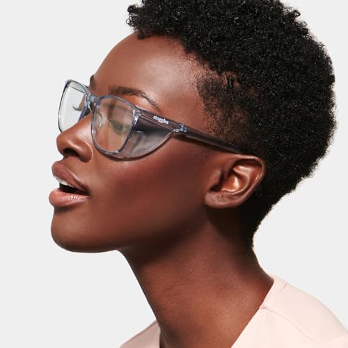 Stoggles Square Z87.1 Certified Polycarbonate Safety Glasses, Anti-Fog | Stylish, Protective, Blue-Light + UV Blocking, Top/Side Shields, Rx Ready, Unisex, Light, Scratch & Impact Resistant - color: Sky Blue, size: Medium