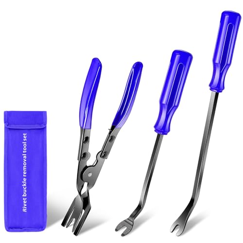 AXELECT 3 Pcs Auto Clip Pliers Fastener Remover Tool Car Clip Removal Tool Trim Rivet Removal Pry Tool Repair Kit with Storage Bag for Automotive Door Panel Upholstery Dashboard