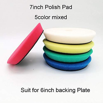 Jinchao-polishing Pads, Sponge Different Hardness Polishing Car Sponge Pad, 4/6/7 Inch Polish Pads, for Dual Action Polisher,Polishing (Color : 7Inch Foam Fit 6Inch) - color: 7inch Foam Fit 6inch