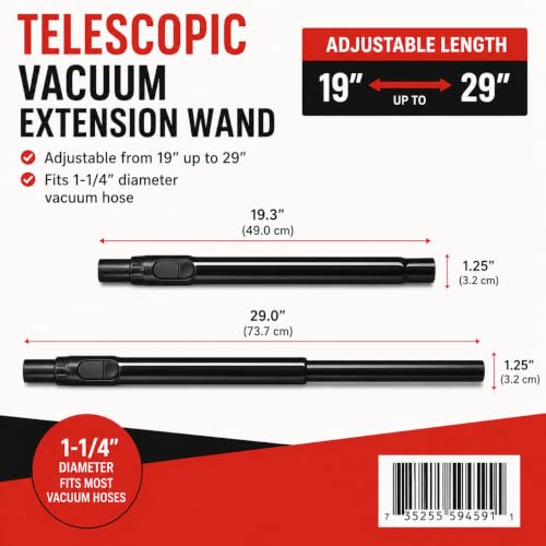 MP Maresh Products Telescopic Extension Wand - Household Cleaning Tool | Vacuum Extension Wand, Compatible with Eureka Vacuum Cleaner, Oreck Vacuums & More, Baseboard Cleaner Tool, Telescoping Tube - size: Telescopic Extension Wand