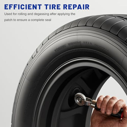 34 PCS Tire Patch Roller Kit, 35mm 43mm 58mm Auto Tire Tube Patches Kit with Roller & Scraper, Portable Wheel Repair Stitcher Tool for Car Truck Motorcycle Bike Grinding