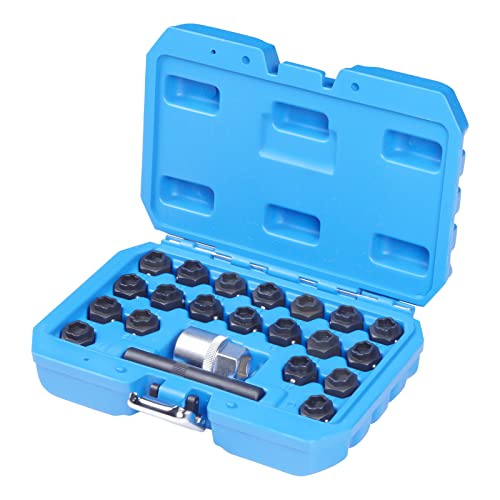 Wheel Lock Lug Nuts Set, Anti-Theft Lug Removal Tool, 22 Pcs Automotive Anti-Theft Wheel Screws Removal Key Socket Kit for BMW