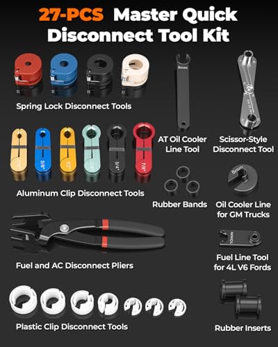 27 Piece Fuel Line Disconnect Tool Set | Fuel and AC Disconnect Pliers, Master Disconnect Tool Set, AC Line Disconnect Tool Set, Compatible with Ford Chevy GM