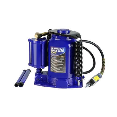 Air Hydraulic Bottle Jack, 32 Ton All Welded Bottle Jack, Air-Operated Low Profile Bottle Jack with Handle, Lifting 10.4-16.3", Bottle Jack for Sedans SUV Travel Trailer Minivan Bus RV Blue - size: 32 T-Blue