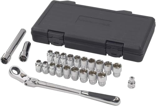 GEARWRENCH 23 Piece 3/8" Drive Pass-Thru™ 6 Point Standard SAE/Metric Mechanics Tool Set | 893823 (Pack of 6) - size: 20 Millimeter (Pack of 6), style: 23-piece kit