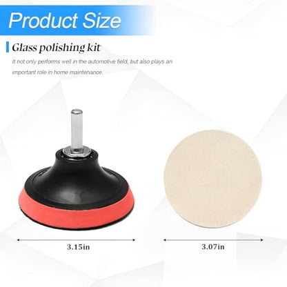 9PCS Car Glass Polishing Kit, Vehicle Windscreen Scratch Remover Set with 100g Cerium Oxide Powder Felt Buffing Pad, Automotive Glass Window Scratch Repair Kit, Universal Fit