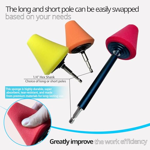 Drill Bit Polishing Cone Sponges with Handheld Extension Holder | 8Pcs Metal Polishing Tool, Car Wheel Polishing Sponge, Polishing Pad,Suitable for Household Standard Hand Drill - style: cone _8