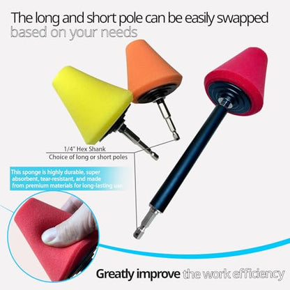 Drill Bit Polishing Cone Sponges with Handheld Extension Holder | 8Pcs Metal Polishing Tool, Car Wheel Polishing Sponge, Polishing Pad,Suitable for Household Standard Hand Drill - style: cone _8