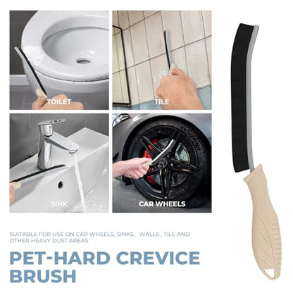 TQRR Cleaning Brush Set 3 Pcs with Soft Bristle and Hard Bristle Crevice | Grout Brush, Auto Vent Cleaning, Wheel Cleaning, Cleaning tool for Kitchen and House Use, Sinks, Shower, Tile, Toilet, Window - color: Khaki