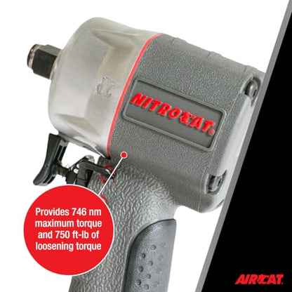 AIRCAT Pneumatic Tools 1076-XL 3/8-Inch NITROCAT Composite Compact Impact Wrench : Low Weight Power Impact Wrench : Tool for Automotive Improvement & Maintenance - size: 3/8-Inch