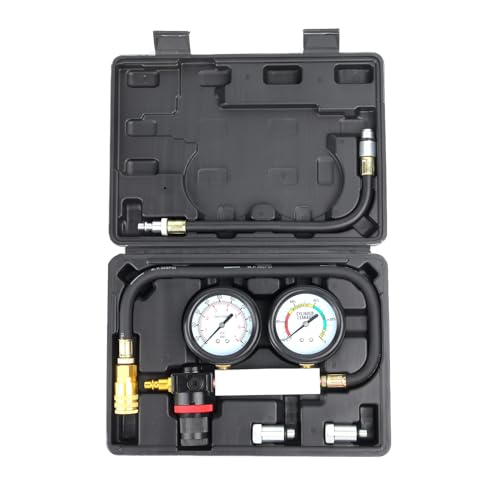 TU-21Cylinder Leak Down Tester Kit, Automotive Engine Compression Leakage Test Kit for Cars Trucks Motorcycles (Black) - color: black-1