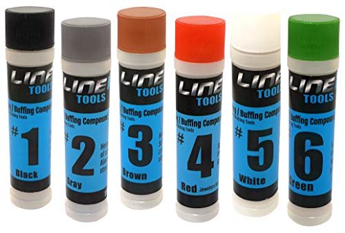 LINE10 Tools Metal Polishing Buffing Compound Bar Kit Polish Paste for Aluminum, Stainless Steel, Jewelry, Red Rouge, Green Lapping, Black Tripoli for High Gloss Shine and Scratch Removal - size: 6 Pack, Large