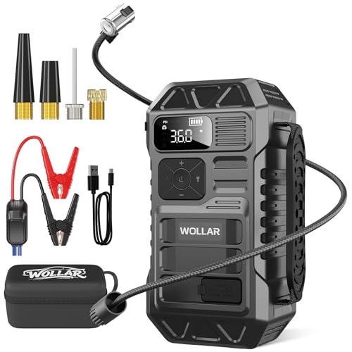 3000A Peak Jump Starter with Air Compressor - 5-in-1 Car Battery Jumper Starter, 12V Portable 160PSI Dual-Cylinder Ultra-Fast Tire Inflator, 20000mAh 74Wh Jump Box for 9.0L Gas/Diesel Engines