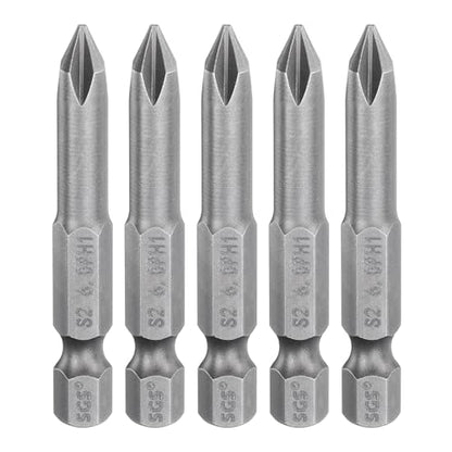 HARFINGTON 5pcs #1 Phillips Screwdriver Bit PH1 1/4" Hex Shank 2" (50mm) Long Magnetic S2 Steel Industrial Grade Screw Driver Bit Cross Head Electric Drill Bits 0.236" (6mm) Rod - size: PH1 x 50mm x 6mm