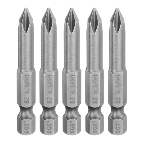 HARFINGTON 5pcs #1 Phillips Screwdriver Bit PH1 1/4" Hex Shank 2" (50mm) Long Magnetic S2 Steel Industrial Grade Screw Driver Bit Cross Head Electric Drill Bits 0.236" (6mm) Rod - size: PH1 x 50mm x 6mm
