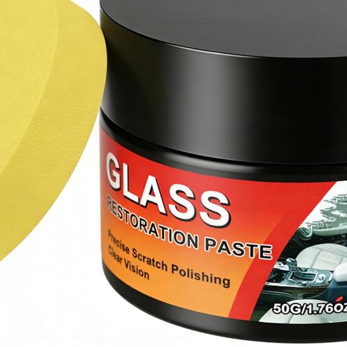 Glass Scratch Repair Kit - 50g with Sponge Polishing Cleaning Wax - Car Windshield Scratch Remover,for Truck SUV RV Sedan Automotive Outdoor Travel Road Trip Home Apartment