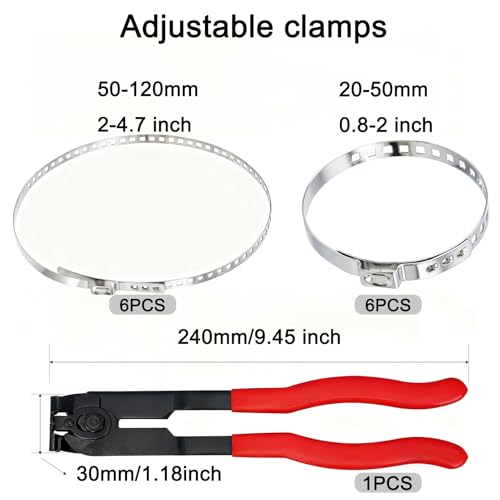 13Pcs CV Boot Clamp Tool Kit With 12Pcs 0.8-4.7in Adjustable Clamp for Auto ATV Most Cars