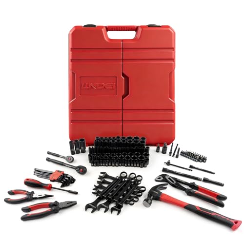 LLNDEI 151 Piece Ratchet Wrench Tool Set 1/4" 3/8" Drive with SAE and Metric 6 Point Sockets Set, Mechanic Tool Kit with Bits, Combination Wrench universal joint adapter. - color: 151 Pcs 1/4" 3/8" Drive Sockets Set 6 Point
